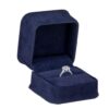 Premium Suede Ring Box – Custom Ornate Collection Luxury custom suede ring box with embossed logo, ornate branding, protective foam insert for engagement rings