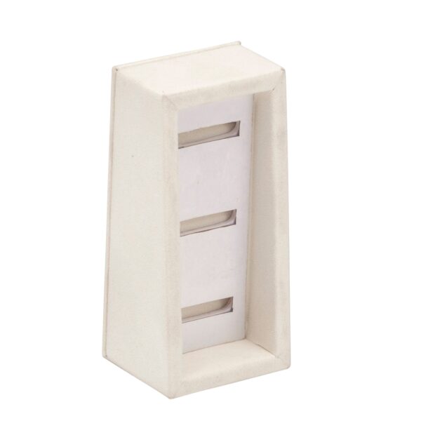 Premium Suede Vertical 3-Ring Display Box - Custom Jewelry Packaging Premium suede vertical 3-ring display box with soft padding for custom jewelry packaging