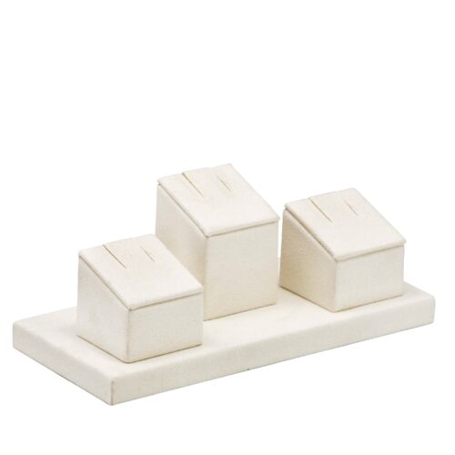 Suede 3-Ring Cluster Display Stand for Jewelry Retail & Boutiques Premium suede 3-ring cluster display stand for retail jewelry display and custom ring packaging