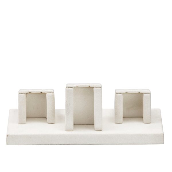 Premium suede 3-ring cluster display stand for retail jewelry display and custom ring packaging