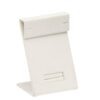 Premium suede ring display stand with custom logo branding for jewelry retail and boutique showcases