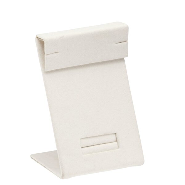 Premium suede ring display stand with custom logo branding for jewelry retail and boutique showcases