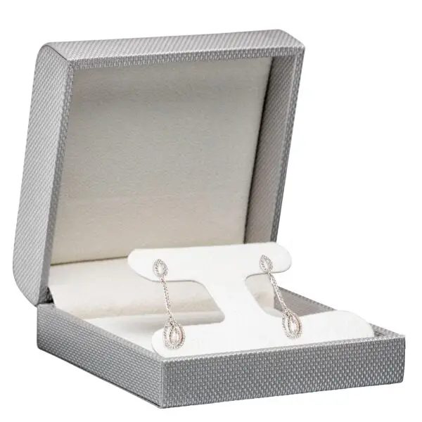 Large T-Style Weave Texture Earring Box, Custom OEM Jewelry Packaging Large T-style earring box with contemporary weave texture, custom OEM jewelry packaging for retail display and gifting