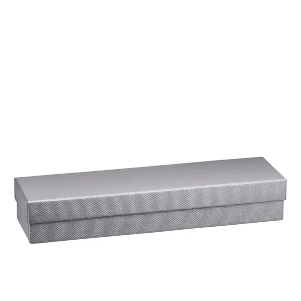 Weave-textured rigid bracelet box with custom closure and interior velvet padding, customizable jewelry packaging