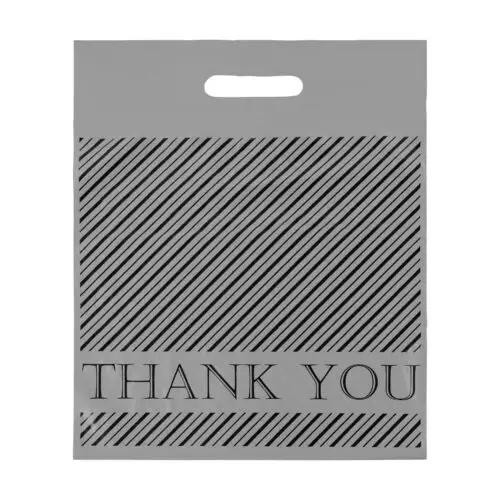 Silver and black custom thank you pouches for jewelry brands, wholesale OEM packaging