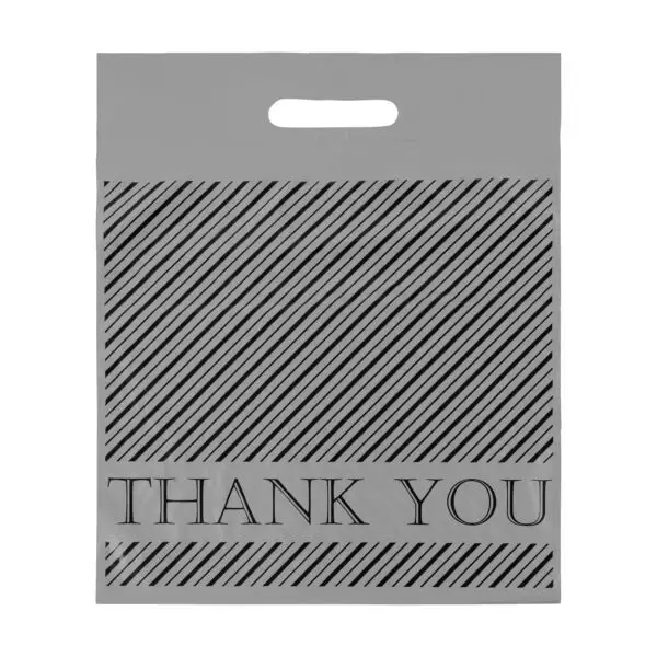 Silver and black custom thank you pouches for jewelry brands, wholesale OEM packaging
