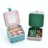Double-Layer Velvet Travel Jewelry Box – Custom Color-Block OEM Wholesale Custom double-layer velvet travel jewelry box with color-block compartments and branded logo