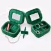 Custom-printed green velvet travel jewelry case with personalized logo and foam insert for wholesale brands