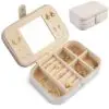 Custom personalized travel jewelry case with velvet compartments and logo embossing