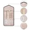Foldable travel jewelry organizer roll with custom embroidered logo, multiple compartments for rings bracelets necklaces