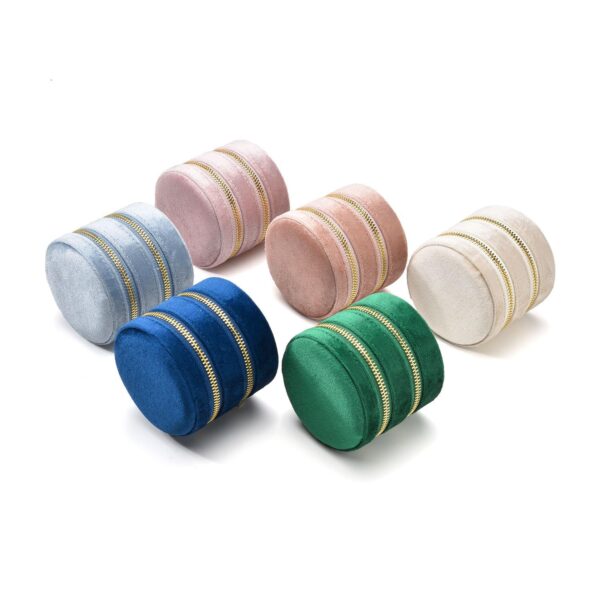 Double-layer zipper travel jewelry organizer with secure compartments for rings, necklaces, earrings, and bracelets