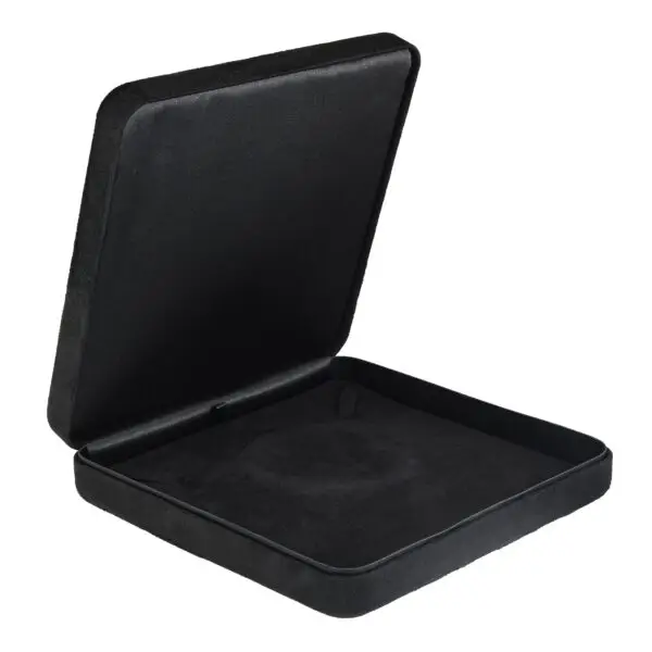 Premium ultrasuede earring box with custom logo printing and luxury presentation