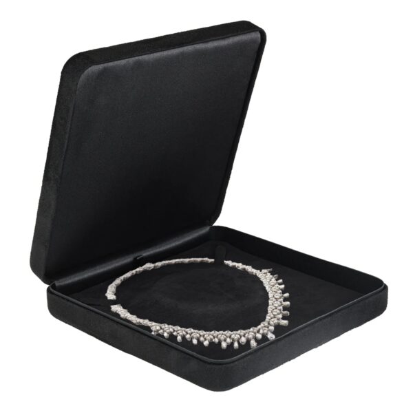 Premium ultrasuede earring box with custom logo printing and luxury presentation