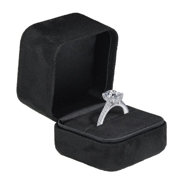 Premium Ultrasuede Ring Box — Custom Jewelry Packaging Custom premium ultrasuede ring box with embossed logo branding and interior foam cradle for luxury jewelry packaging