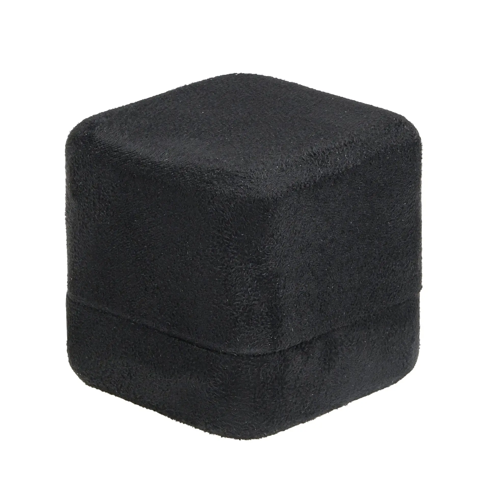 Premium Ultrasuede ring box with magnetic closure, custom logo branding, velvet interior lining, and satin ring insert