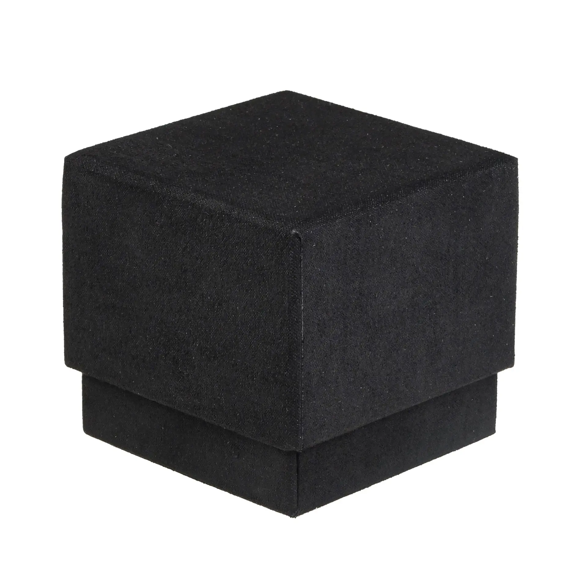 Premium Ultrasuede ring box with magnetic closure, custom logo branding, velvet interior lining, and satin ring insert
