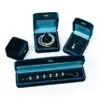 Custom Blue Velour Earring Ring Boxes – Wholesale Packaging Premium blue velour earring and ring boxes with custom insert padding and logo branding