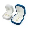 Premium custom velvet earring box with personalized gold logo branding and foam insert