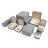 Premium custom velvet jewelry box packaging with soft-touch finish and branded interior foam inserts