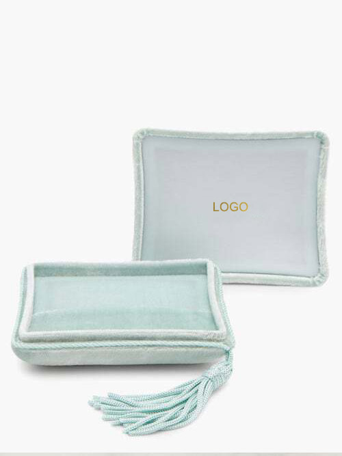 Custom velvet jewelry display box with personalized logo branding and magnetic closure
