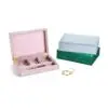 Custom velvet rectangular jewelry display box with soft cushioned interior and full-color logo branding