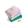 Custom velvet rectangular jewelry display box with soft cushioned interior and full-color logo branding