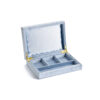 Custom velvet rectangular jewelry display box with soft cushioned interior and full-color logo branding