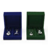 Velvet jewelry display boxes with customizable branding, portable retail packaging for jewelry brands