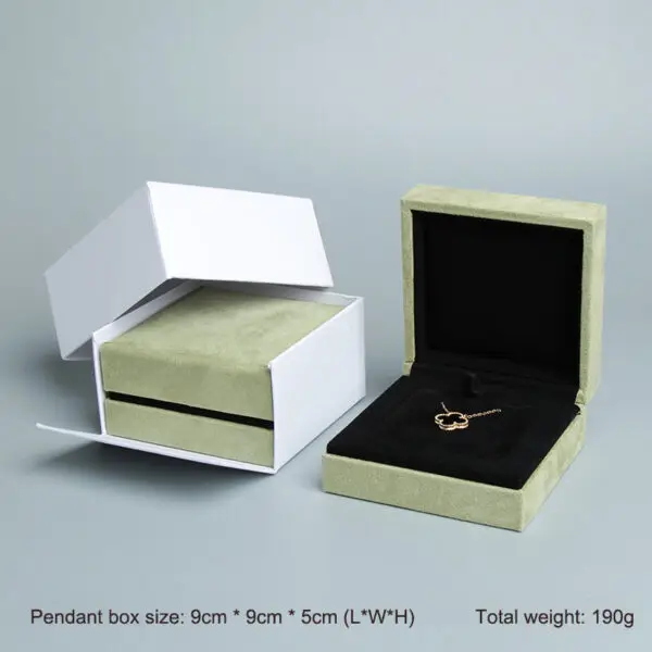 Premium custom velvet jewelry gift box with magnetic closure and full-color logo branding—luxury packaging for jewelry retailers and brands.