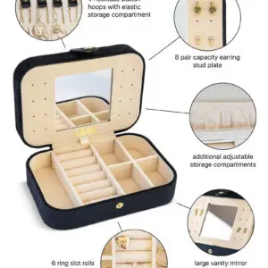 Custom Velvet Jewelry Organizer Case with Mirror — Portable Travel Display Box