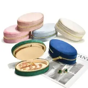 Custom Velvet Mini Oval Travel Jewelry Organizer Box