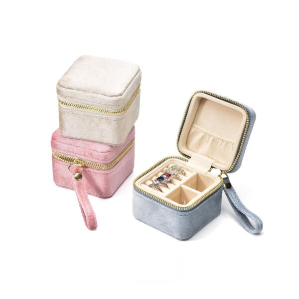 Custom velvet jewelry travel case with personalization and logo branding for jewelry brands