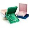 Custom velvet jewelry box for necklaces with personalized logo and pearl finish – B2B wholesale packaging