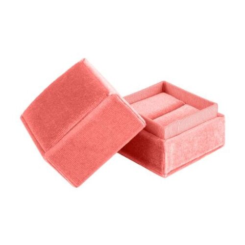 Luxury custom ribbed velvet ring box with logo branding, satin interior lining, and foam ring holder for engagement rings