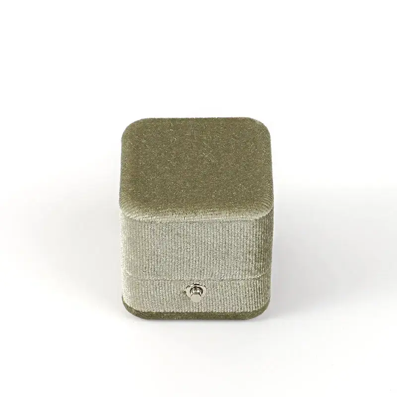 Custom velvet ring boxes in assorted Pantone colors with gold hot-stamp logo and satin pillow inserts, wholesale OEM