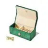 Customizable velvet ring travel jewelry box with custom logo branding, foam interior, compact design