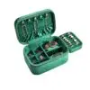 Premium double-layer velvet travel jewelry box with custom compartments and logo branding for wholesale