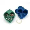 Custom heart-shaped velvet travel jewelry box with logo embossing, removable foam insert, bulk jewelry packaging