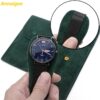 Premium velvet single watch travel storage pouch with custom logo and protective interior padding