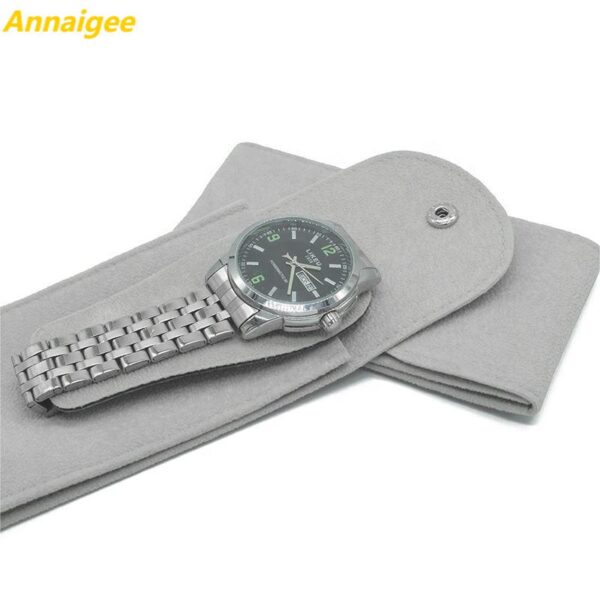 Premium velvet single watch travel storage pouch with custom logo and protective interior padding