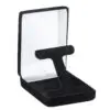 Premium velveteen T-style earring box with custom embossing, foam insert, and branded tissue presentation