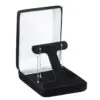 Premium velveteen T-style earring box with custom embossing, foam insert, and branded tissue presentation