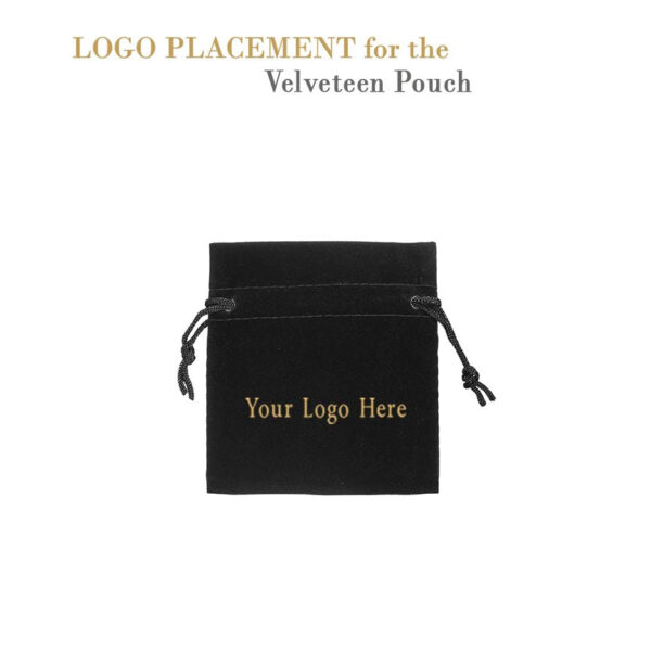 Soft velveteen jewelry pouch medium size with custom logo and branding options for wholesale packaging