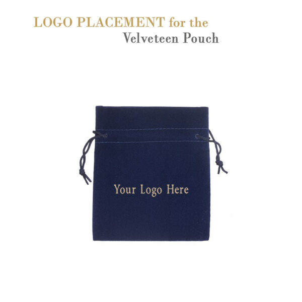 Custom velveteen jewelry pouch with drawstring closure, large size, customizable colors and branding options