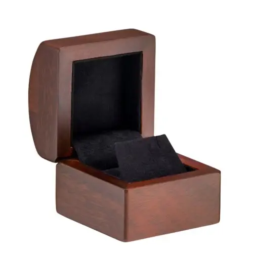 Premium walnut wood earring boxes with custom logo branding and foam inserts for jewelry packaging