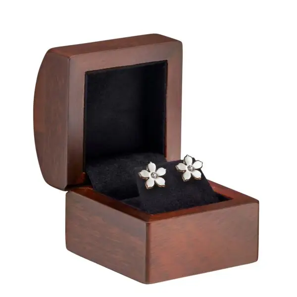 Custom Walnut Wood Earring Box – Private Label Jewelry Packaging Premium walnut wood earring boxes with custom logo branding and foam inserts for jewelry packaging