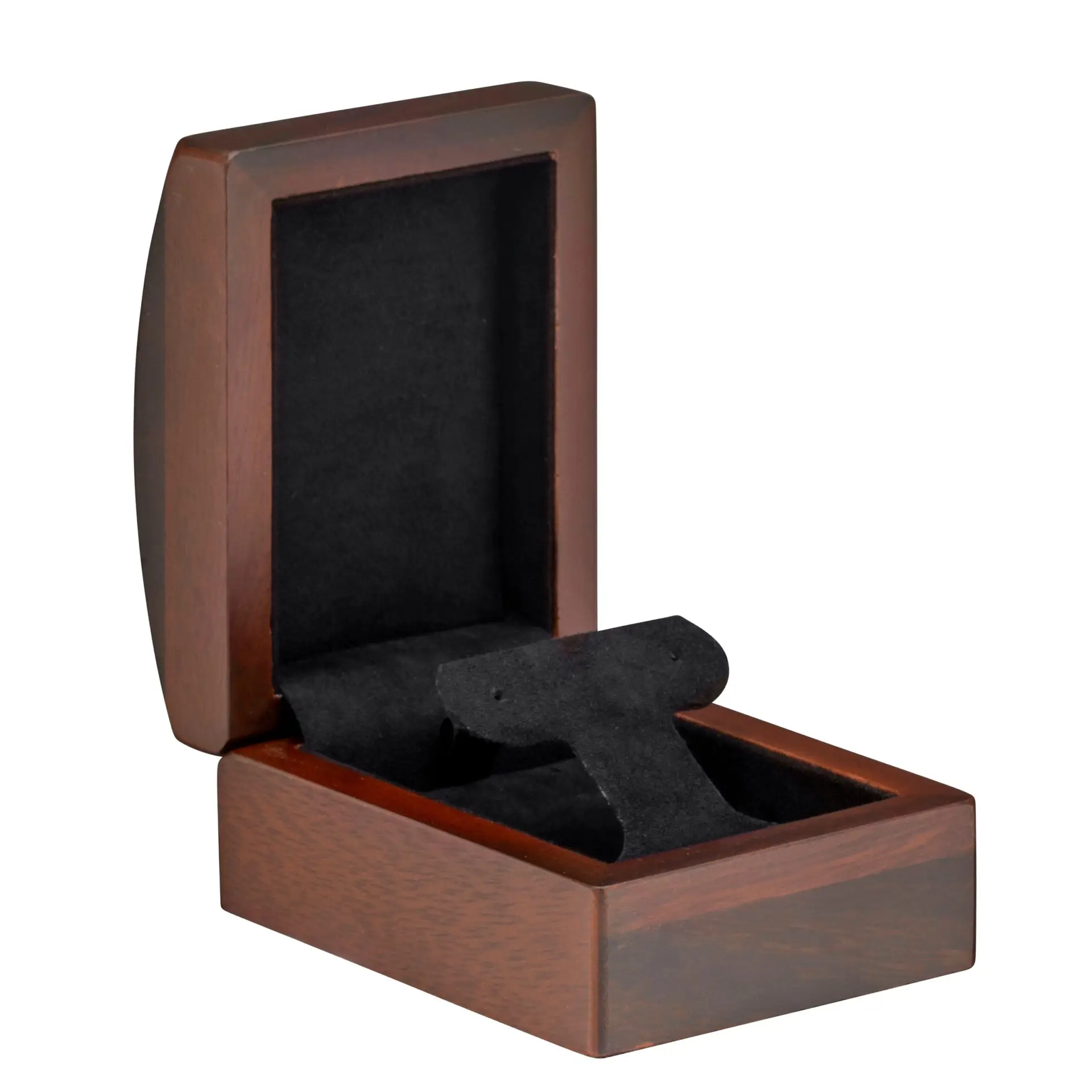Premium walnut wood T-shaped necklace and pendant display box with custom foam insert and embossed logo branding