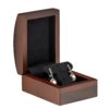 Premium walnut wood T-shaped necklace and pendant display box with custom foam insert and embossed logo branding