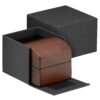 Custom Walnut Wood Ring Box with Personalized Branding – Premium Jewelry Packaging Premium walnut wood ring boxes with custom embossed logo and velvet interior lining for luxury jewelry retail packaging