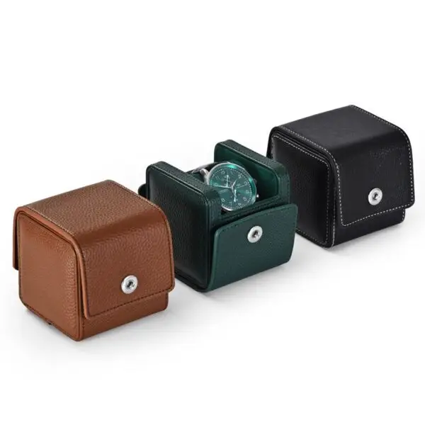 Custom Luxury Watch Gift Boxes – Microfiber with Vintage Buckle Closure Luxury microfiber watch gift box with vintage buckle closure, custom jewelry packaging for brands